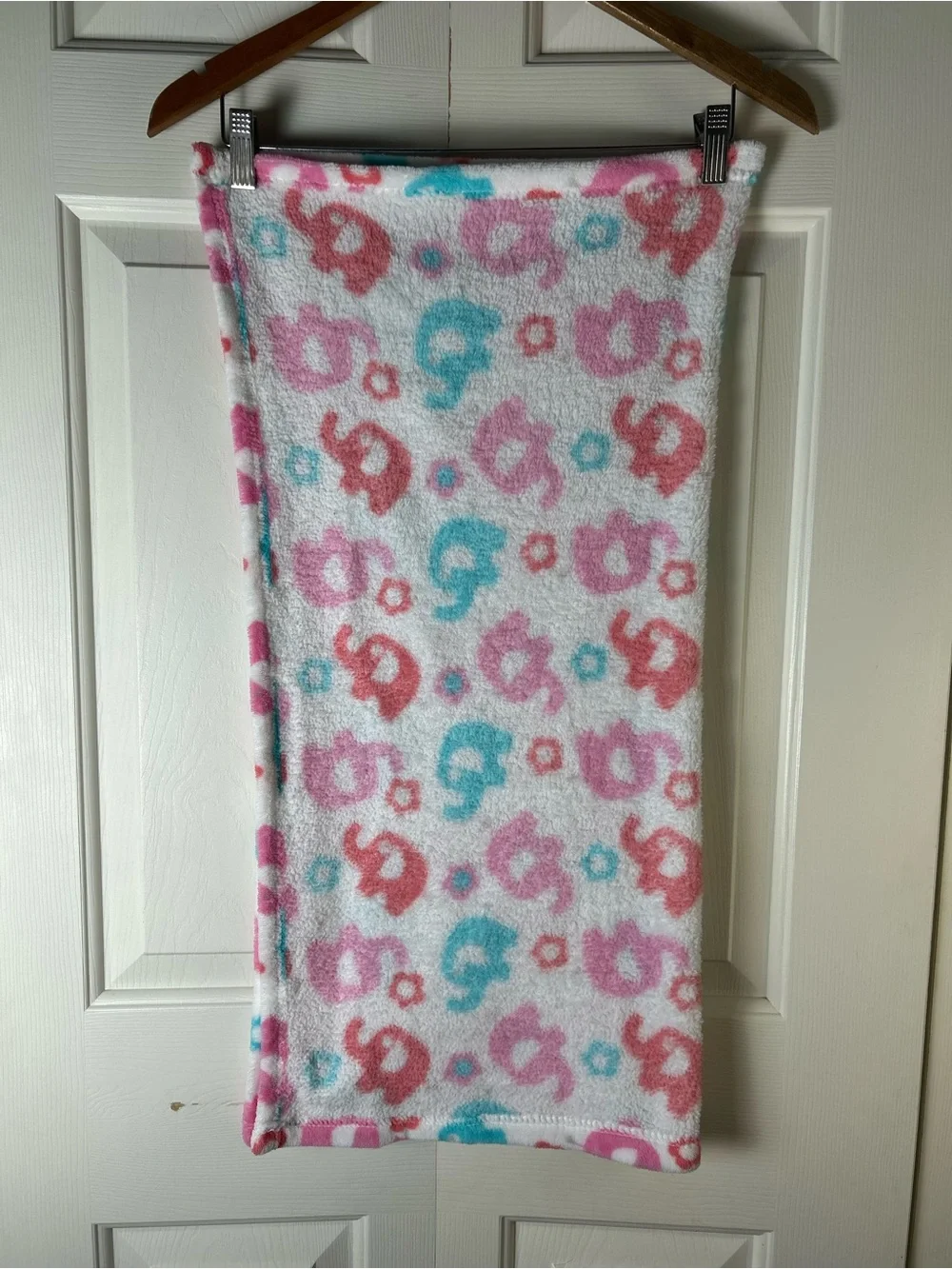 Zak & Zoey Pink Blue Elephants Baby Blanket Flowers White Gray Floral